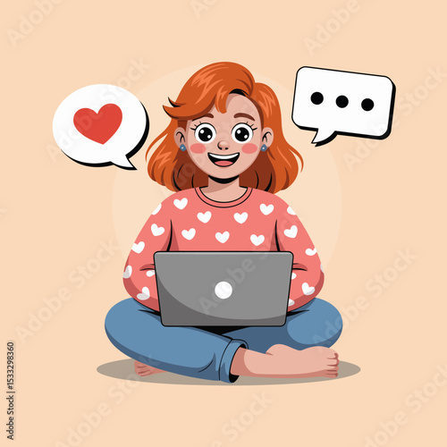 Smiling Girl on Laptop