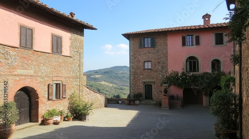 Quaint Tuscan village square