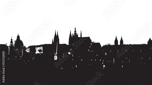 Prague silhouette isolated in White background