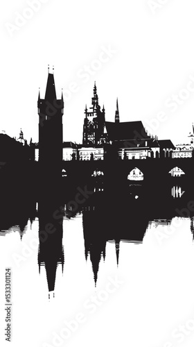 Prague silhouette isolated in White background