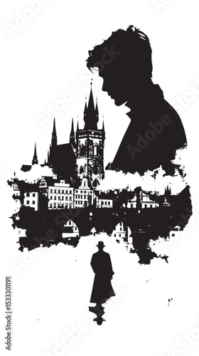 Prague silhouette isolated in White background