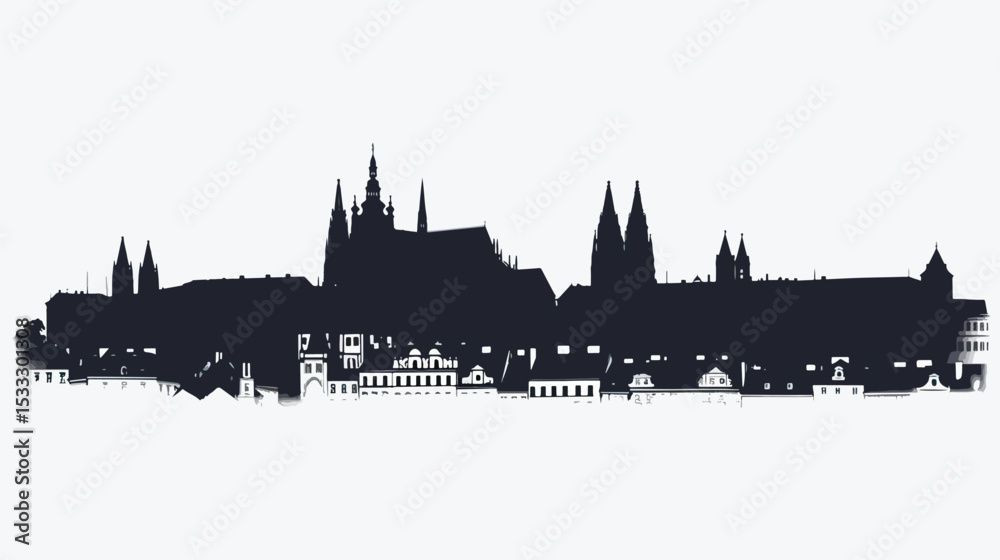 Prague silhouette isolated in White background Prague silhouette isolated in White background
