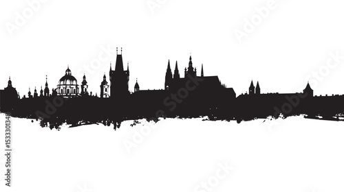 Prague silhouette isolated in White background