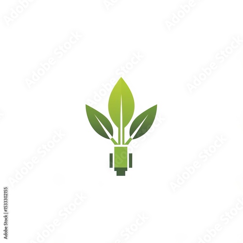 Logo for a green energy company, featuring an electrical plug and leaf inside a simple vector graphic design on a white background. The design uses clean lines and a green color palette