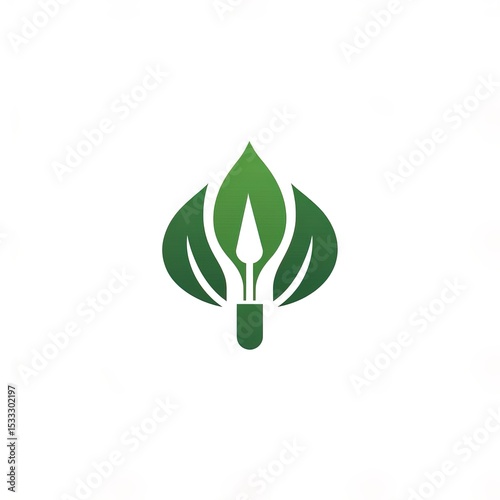 Logo for a green energy company, featuring an electrical plug and leaf inside a simple vector graphic design on a white background. The design uses clean lines and a green color palette