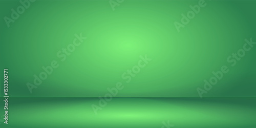 green background abstract with Gradient in empty room studio, green empty room studio gradient used for background, green background studio with shine use for product shooting. vector dynamic room