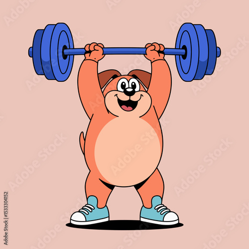 Dog lifting weights with a smile