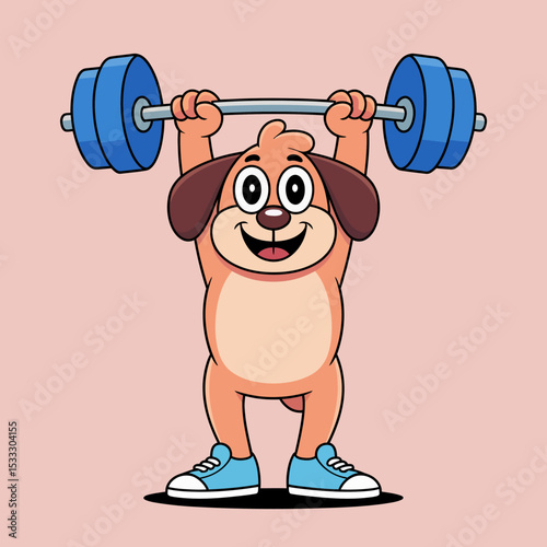 Cute dog lifting weights