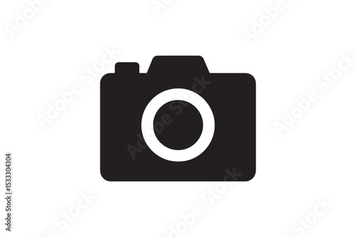 Camera Icon silhouette vector with white background