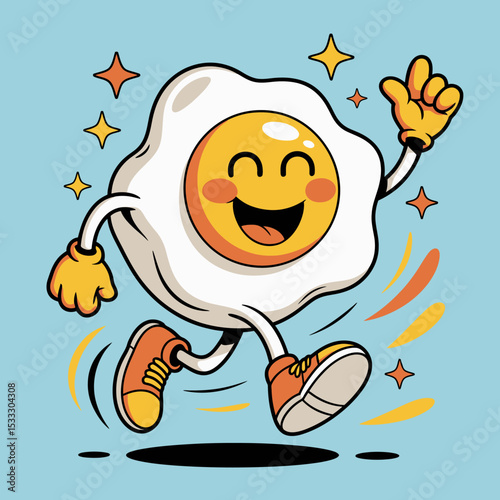 Cartoon Fried Egg Running