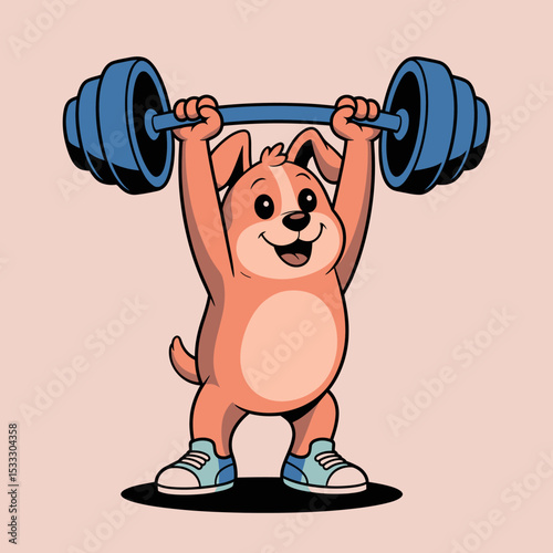 Puppy lifting heavy weights