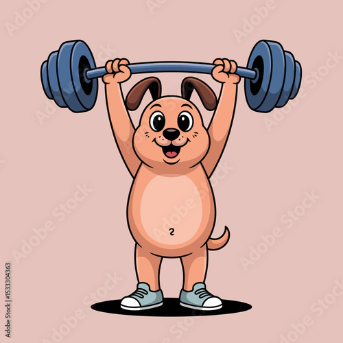 Dog lifting weights with a belly