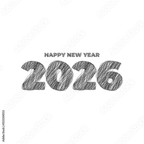 happy new year 2026 scribble typography vector background