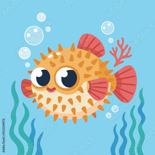 Cute Pufferfish Swimming