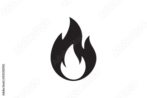 Fire Symbol silhouette vector with white background