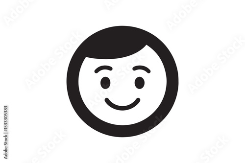 Happy Face silhouette vector with white background