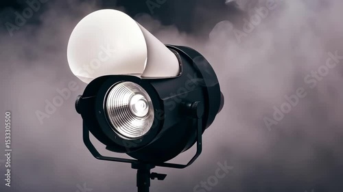Studio light with smoke and lighting, professional equipment, technology, lamp.