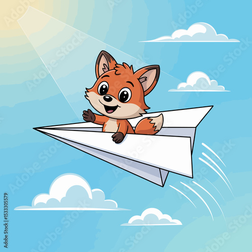 Fox on Paper Plane