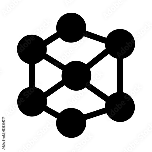 Abstract Molecular Structure Line Art Design in Black and White Composition