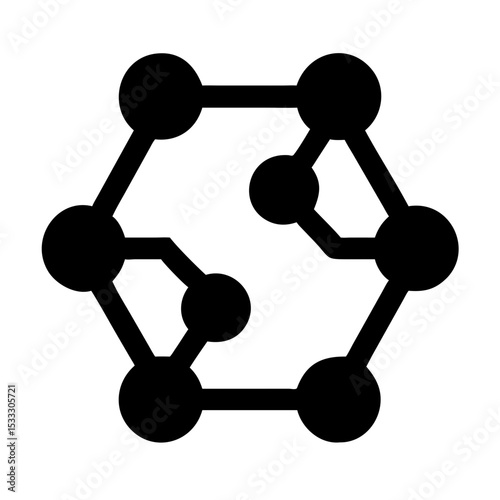 Visual Representation of an Abstract Molecular Structure in Line Art Design