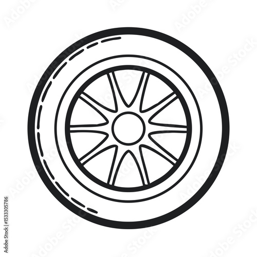 Illustration of Black Tire With Rim Design Perfect for Various Uses