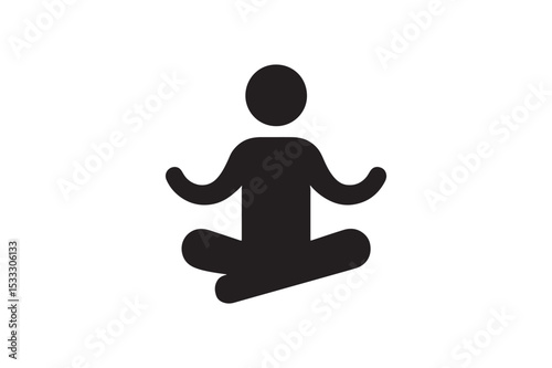 Meditation Sign silhouette vector with white background