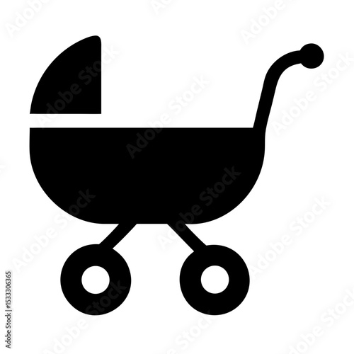 Vintage Baby Carriage Engraved in Detailed Black Design for Classic Appeal