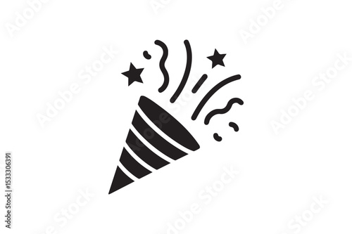 Party Popper silhouette vector with white background