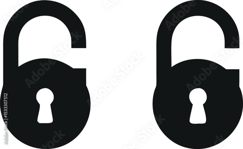 Vector lock icon: a secure padlock symbol on a metal button with a key, representing web security and access protection