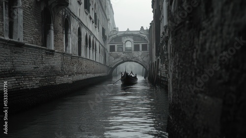 Venetian canal scene on a foggy day