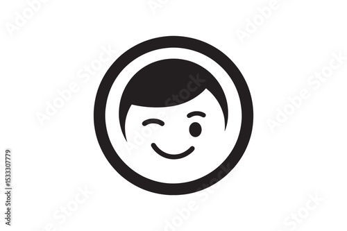Winking Face silhouette vector with white background