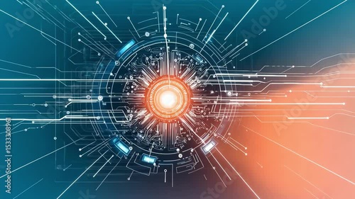 Futuristic technology abstract background with circuit board, light, and lines concept. Digital design.