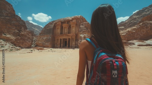 Woman traveler at ancient site
