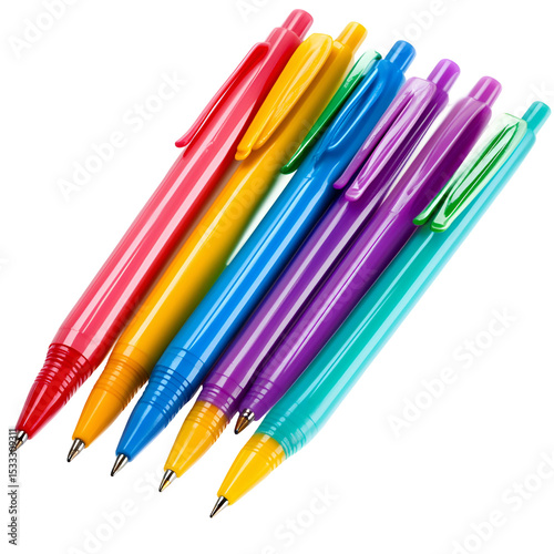 Colorful Pens Arranged in a Row on Black Background