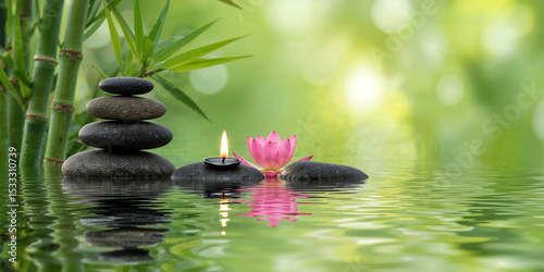 zen stones and bamboo