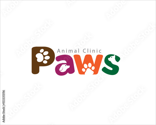 paws animal clinic logo designs for pet care