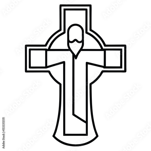 Jesus Christ on cross line art vector eps