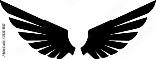 Wings: Symbol of freedom, this simple yet striking graphic features a pair of elegant wings, each meticulously crafted with layered feathers, exuding a sense of grace and upward trajectory.