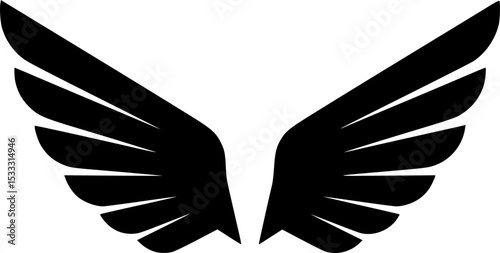 Wings: Symbol of freedom, this simple yet striking graphic features a pair of elegant wings, each meticulously crafted with layered feathers, exuding a sense of grace and upward trajectory.