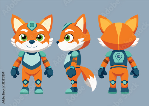 Fox Character Turnaround – Full Body Model Sheet for Animation and Design