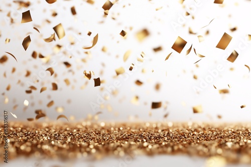 Gold Confetti Celebration. Shimmering Festive Background for Weddings & Special Occasions