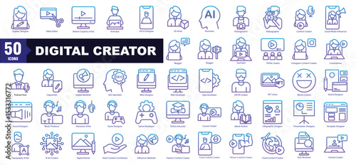 Digital Creator Gradient Icon Set