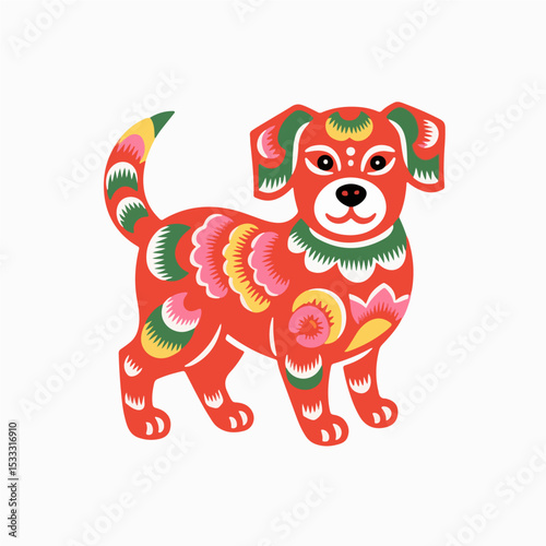 Dog, Paper Cuttings style vector