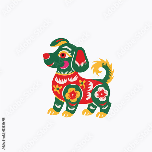 Dog, Paper Cuttings style vector