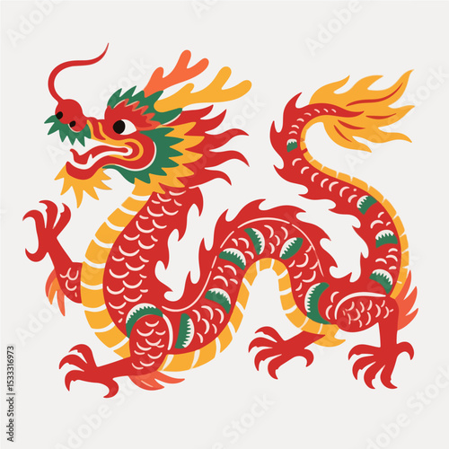 Dragon, Paper Cuttings style vector