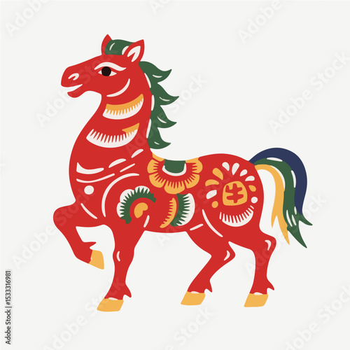 Horse, Paper Cuttings style vector