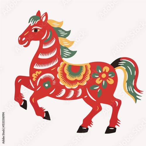 Horse, Paper Cuttings style vector
