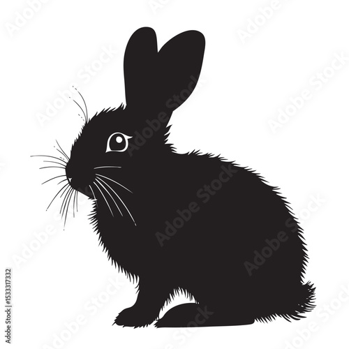 Rabbit Silhouette Vectors , black silhouettes isolated on white background