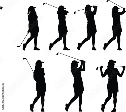 Trending Adobe Stock Female Golfer SVG Silhouettes