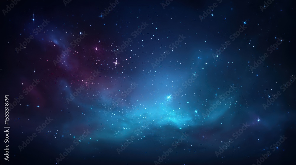 Fototapeta premium A cosmic dance unfolds with softly twinkling stars scattered across a vibrant, nebulous galaxy.
